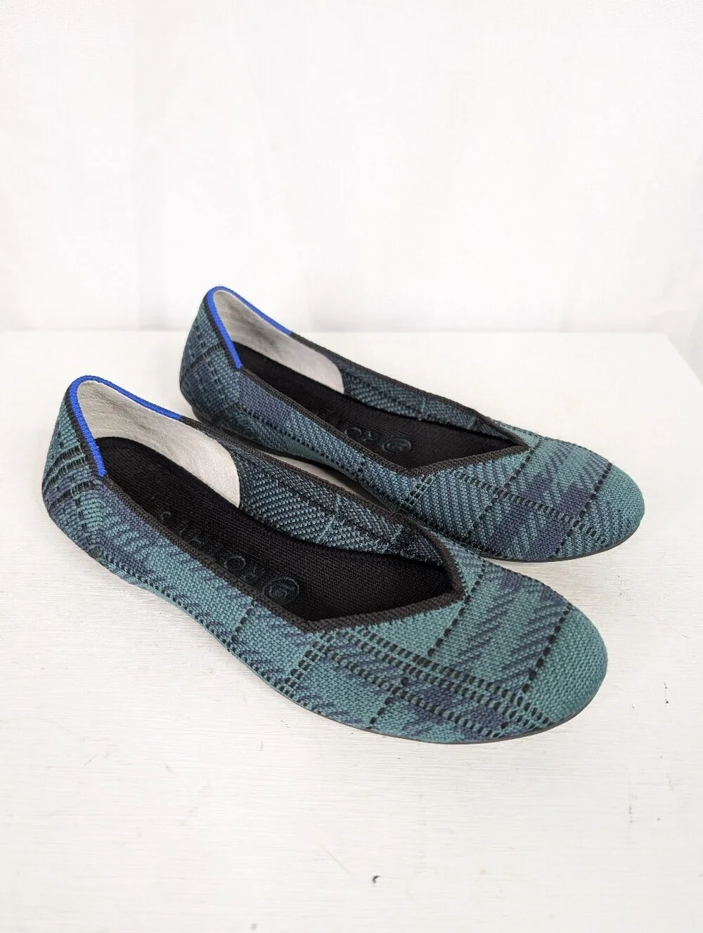 Rothy's The Flat Pine Plaid Round Toe Classic Flats - Size 7.5